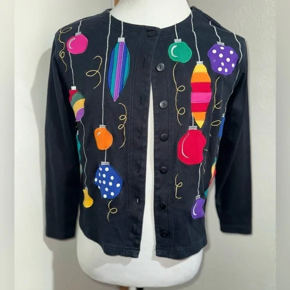 Bechamel Holiday Spirit Button Up Cardigan Vintage Sweater Size Small - Picture 3 of 14